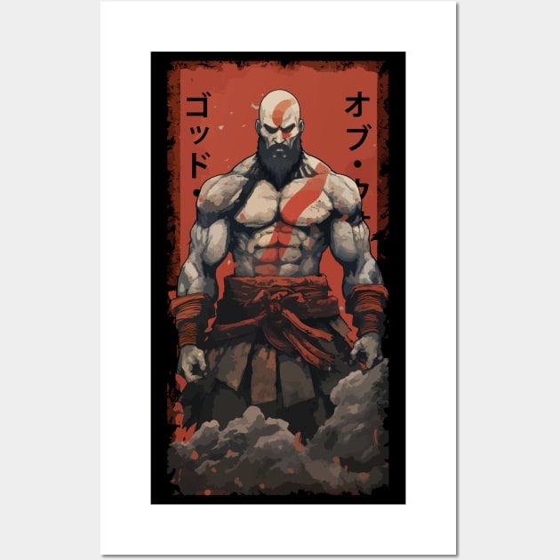 Kratos Ukiyo-e Wall Art by RetroPandora